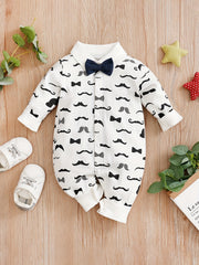 Baby Boy Spring Gentleman Rompers with Bow Tie