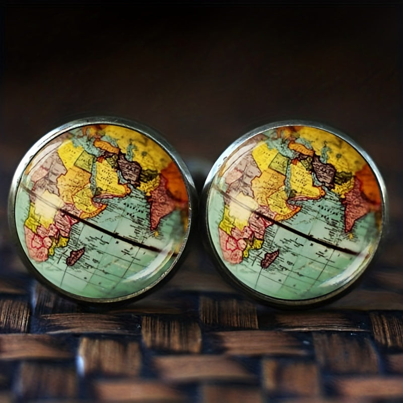 Vintage Globe Cufflinks Earth Jewelry Map Cufflinks