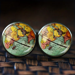 Vintage Globe Cufflinks Earth Jewelry Map Cufflinks