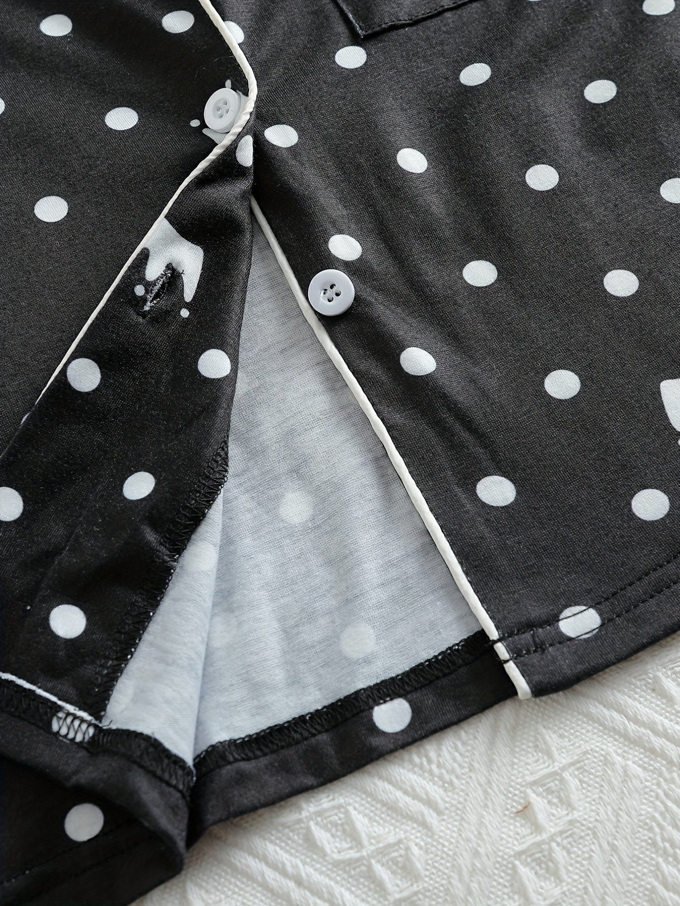 Girls 2pcs Crown Polka Dot Print Pajamas Set