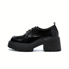 Women's Chunky Heel Oxford Shoes Closed Toe Lace Up Comfortable Walking Shoes
