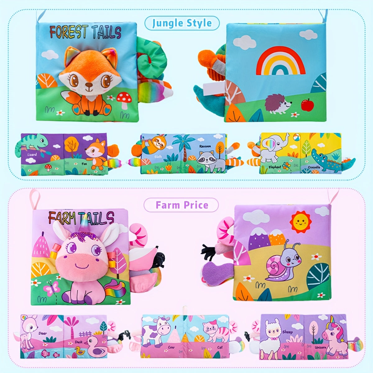 Interactive 3D Tails Cloth Book Sensory Toy
