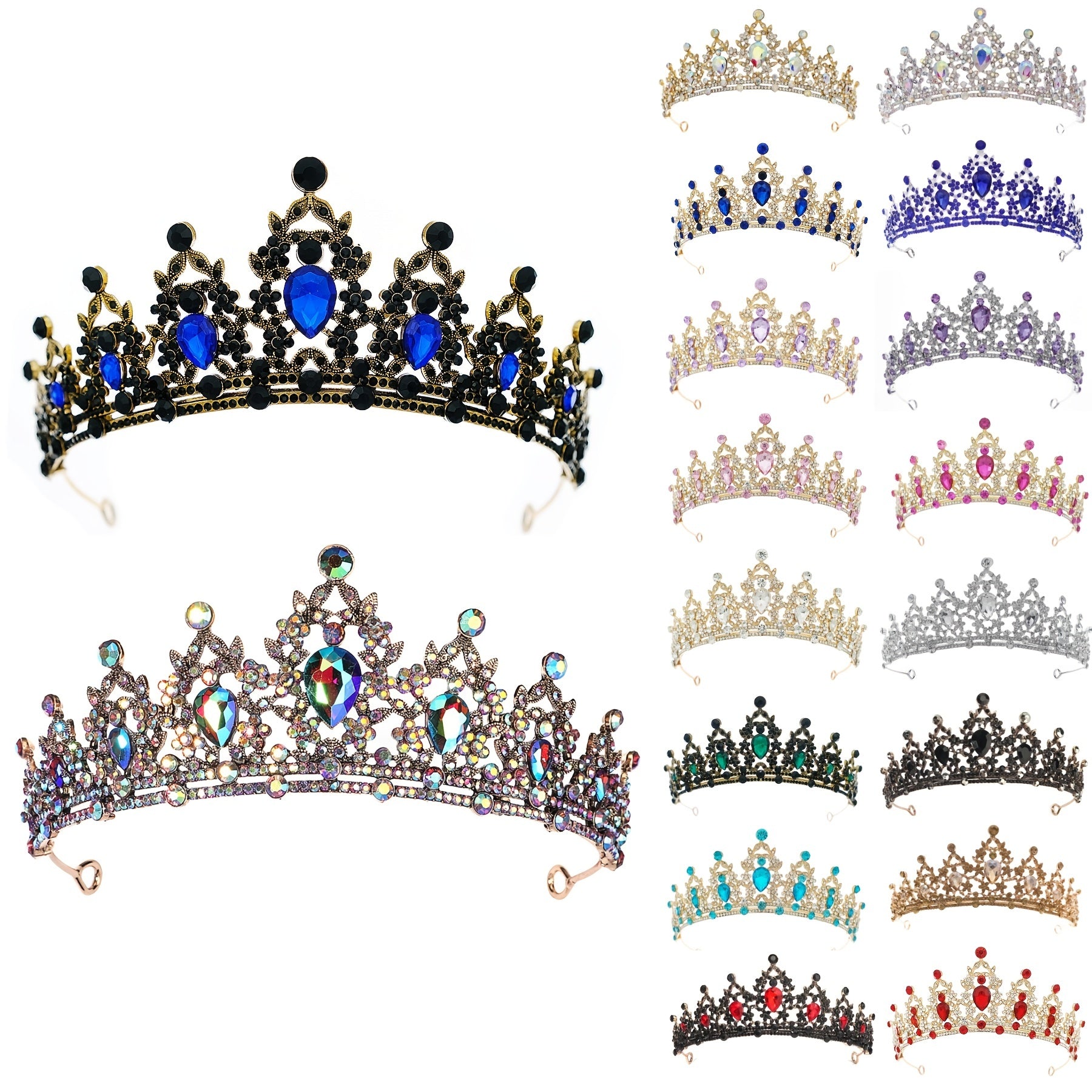 Baroque Rhinestone Crown Headband Princess Tiara