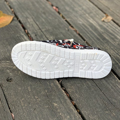Women's Skull Pattern Lace-up Canvas Shoes Low Sporty Flats Lightweight