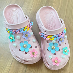 Colorful Flower Faux Pearls Shoe's Accessory Ornaments Set