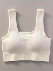 Women's Ribbed U Neck Sports Bra & Shorts Set for Yoga & Fitness