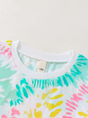 Tie Dye Kid's Pajamas Set Long Sleeve Top & Pants