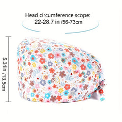 Cartoon Animal Print Work Cap Elastic Nurse Hat Women's Scrub Cap