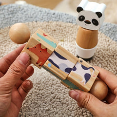Kids' Wooden Face Rotatable Puzzle Toy Animal Screw Nut Combination Toys