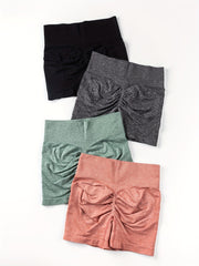 4 Pack Plus Size Seamless Sports Shorts Womens High Stretch Hip Lifting