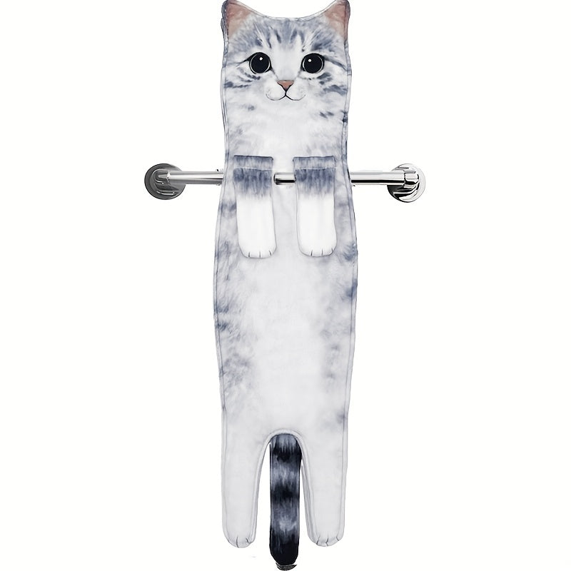 Cat Pattern Hanging Towel, Funny Decorative Fingertip Towel