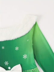 Girls Christmas Tree Print Dress Casual Holiday Gift