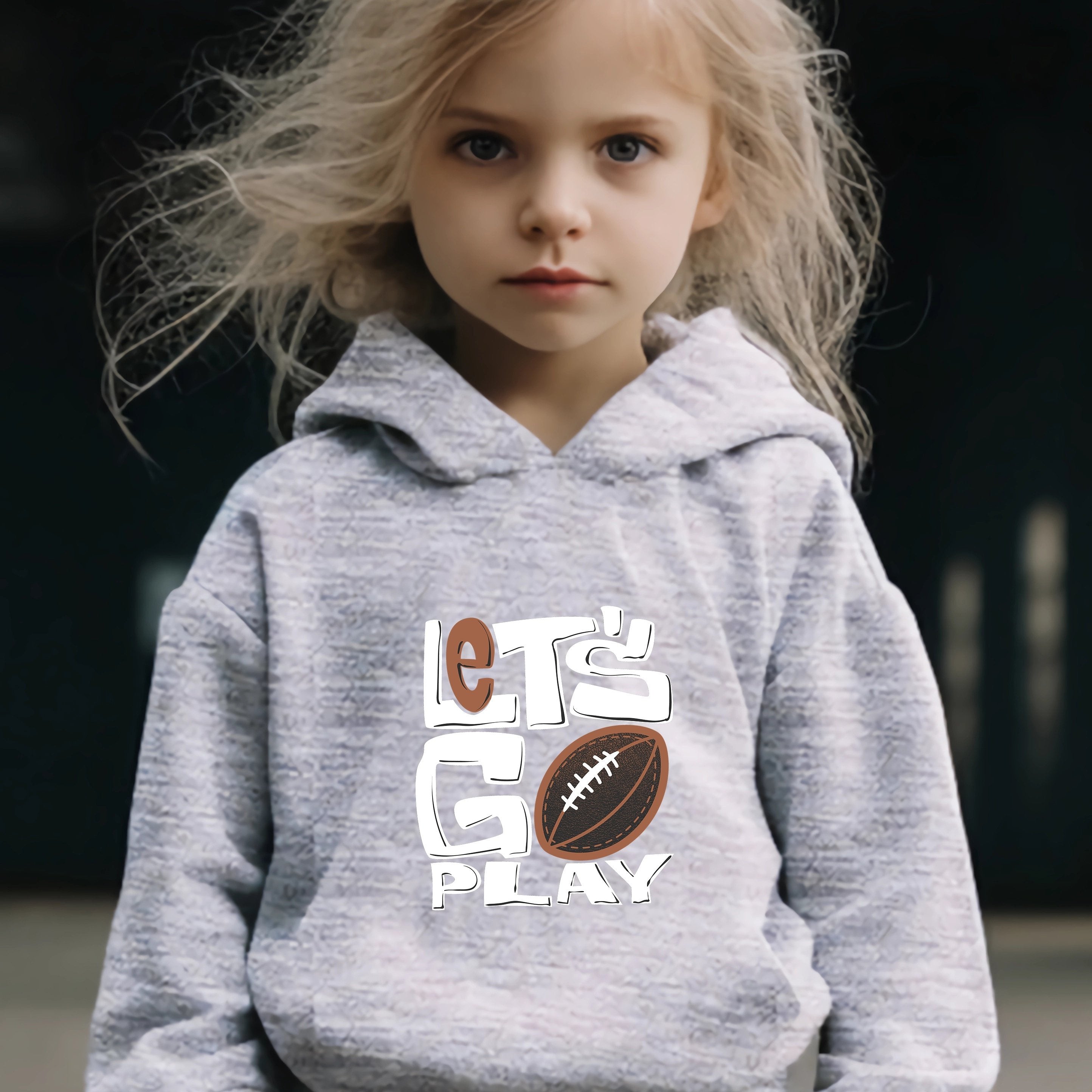 Rugby Pattern Long Sleeve Hooded Sweatshirt for Girls