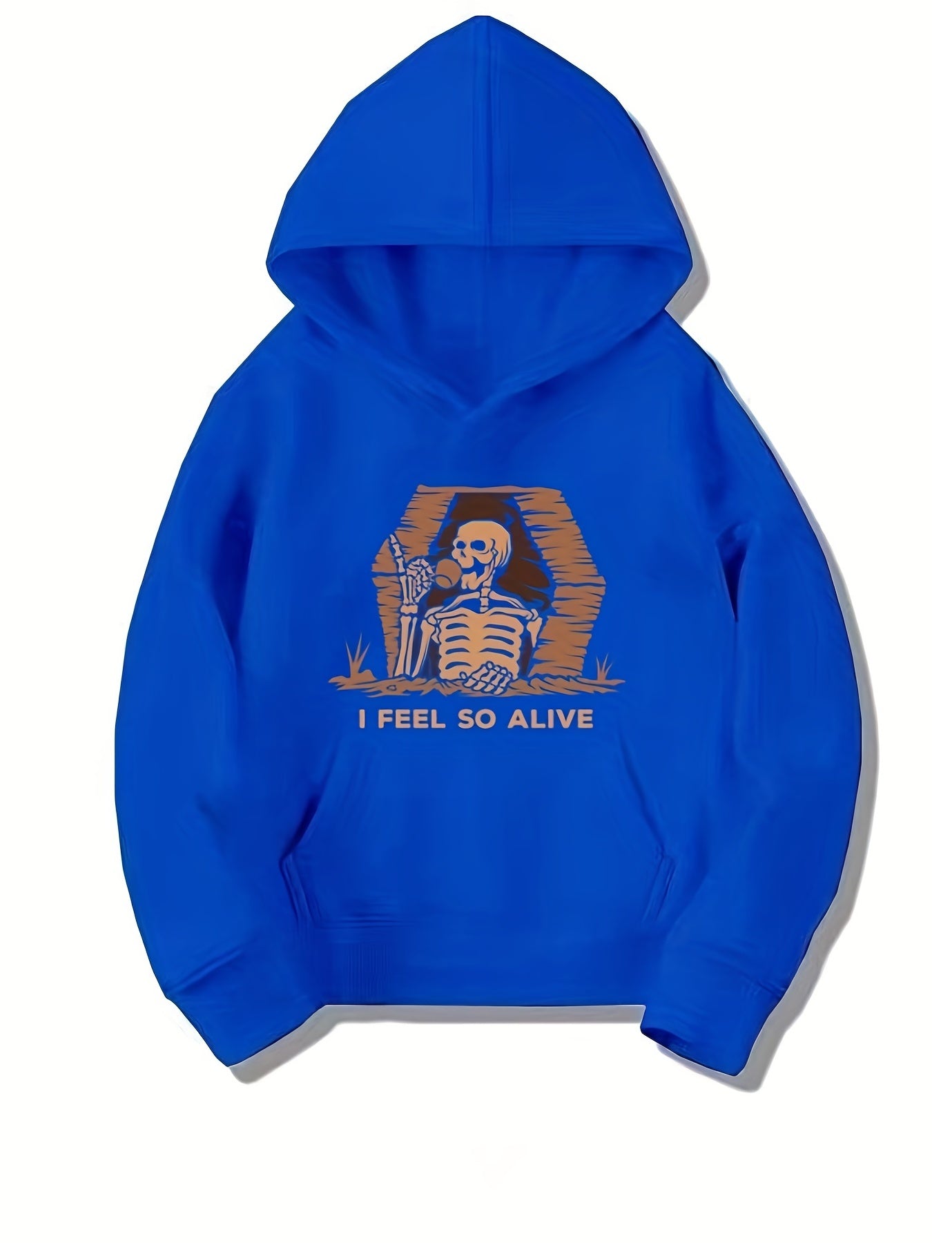 Skeleton Pattern Smart Hoodie for Girls Halloween Party Long Sleeve Top