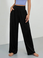 Solid Loose Wide Leg Sports Pants Women's Activewear