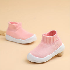 Unisex Children's Solid Woven Knit Sock Shoes