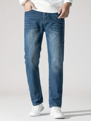 Mens Regular Washed Denim Pants Casual Street Style All Match Jeans