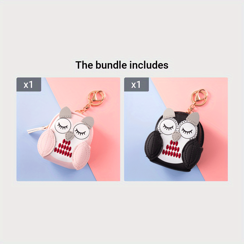 Mini Owl Coin Purse Zipper Faux Leather Storage Bag