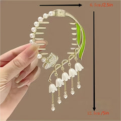 Butterfly Bell Orchid Tassel Hair Clips Vintage Headwear