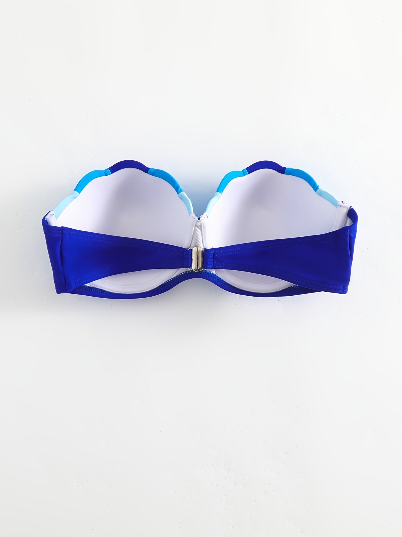 Sea Shell Shape Bikini Top Scallop Trim Bandeau Push Up Swimsuit Top