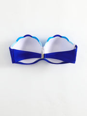 Sea Shell Shape Bikini Top Scallop Trim Bandeau Push Up Swimsuit Top