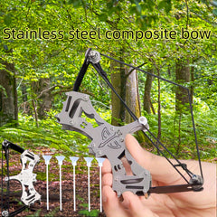 Stainless Steel Mini Bow Decompression Toy with 5 Suction Cup Arrows