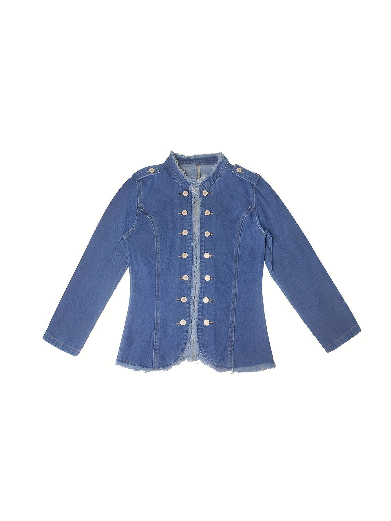 Raw Trim Denim Jackets Long Sleeves Casual Denim Coats