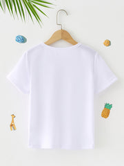 Boy's Funny Letter Print Short Sleeve T-shirt for Summer