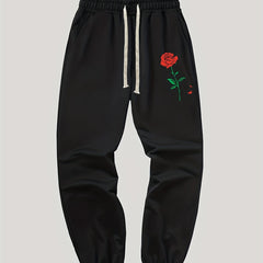 Rose Pattern Joggers Men's Casual Loose Fit Pants for All Seasons