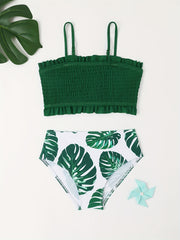 2pcs Girls Bikini Swimwear Set Cami Top Floral Briefs Summer Gift