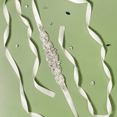 Crystal Bridal Belt with Organza Ribbon for Gowns