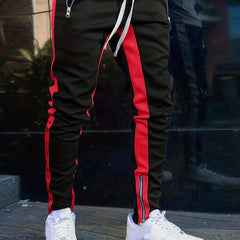 Chain Decoration Zipper Pocket Joggers Men's Casual Loose Fit Pants
