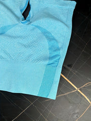2pcs High Waist Seamless Yoga Shorts Ribbed Sports Activewear