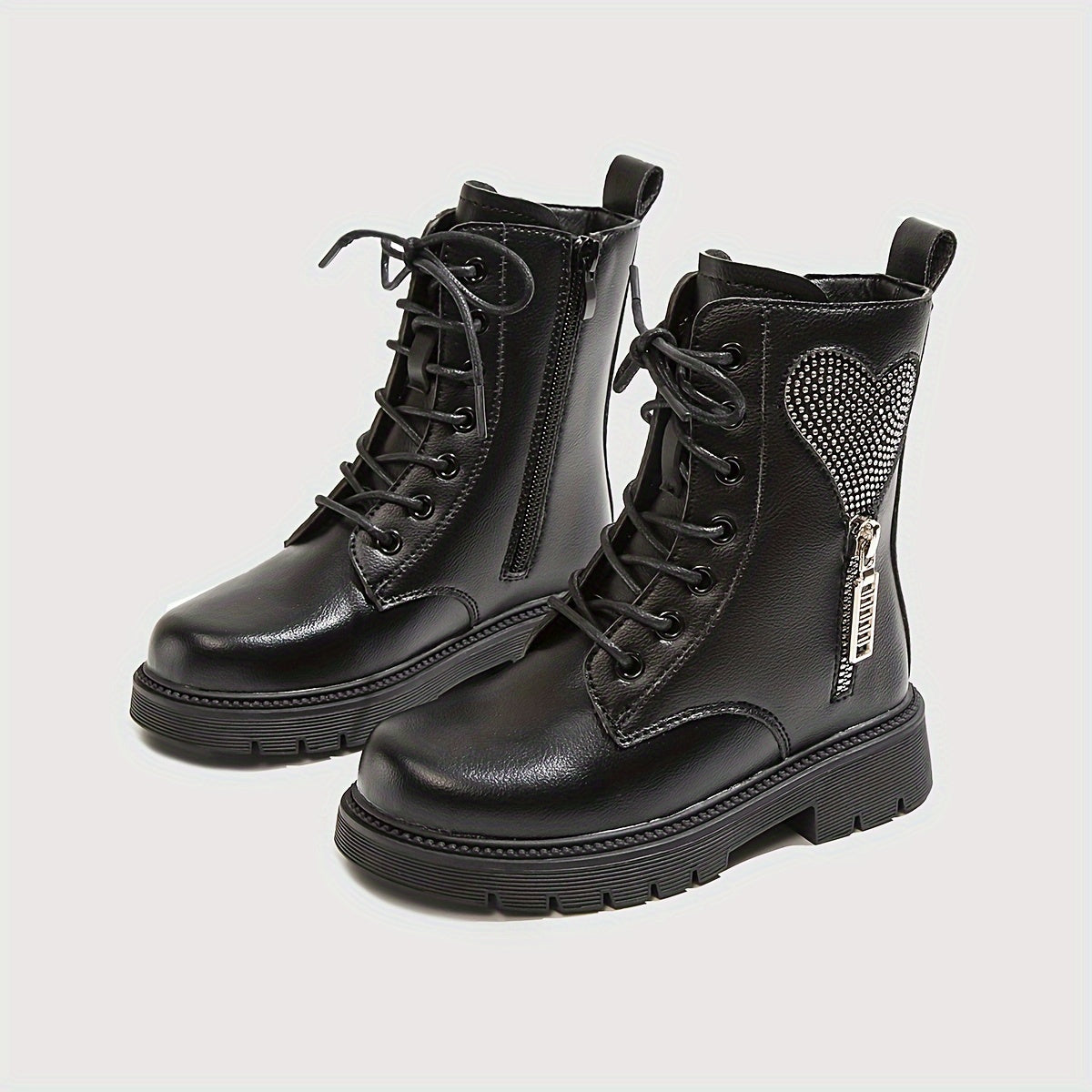 Vintage Rhinestone Heart Boots - Girls Comfortable Warm Boots