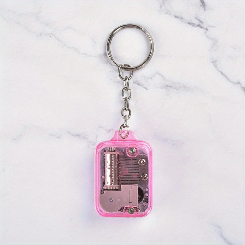 Mini Music Box Keyring Acrylic Travel Key Ring Purse Backpack Charm Gift