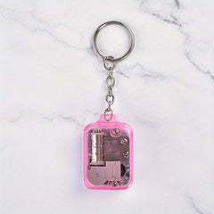 Mini Music Box Keyring Acrylic Travel Key Ring Purse Backpack Charm Gift
