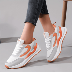 Women's Breathable Mesh Lace-Up Platform Sneakers Low Top Walking Shoes