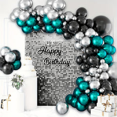 88pcs Teal Balloon Arch Kit Birthday Party Balloons Metallic Silver
