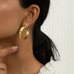 Golden Minimalist Hoop Earrings 18K Plated Jewelry