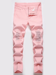 Boys Ripped Skinny Fit Denim Jeans - Elastic Waist