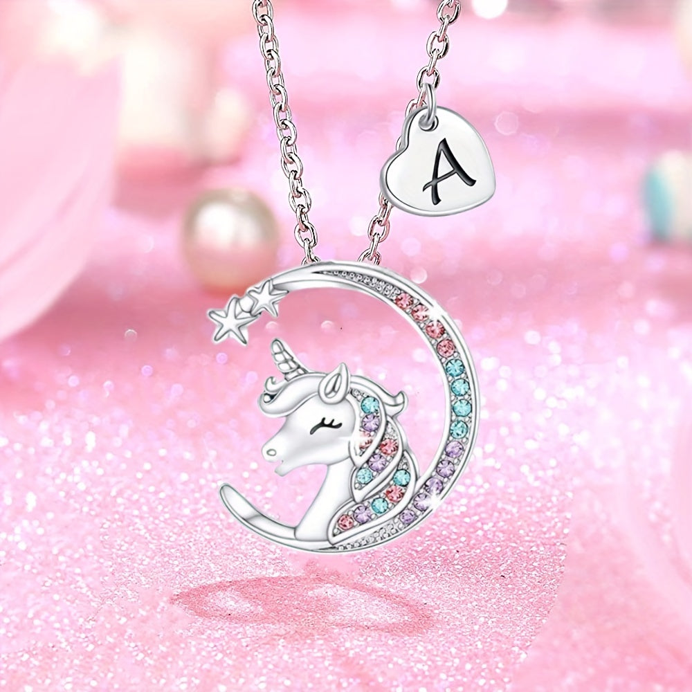Unicorn Letter Pendant Necklace Decorative Accessories Gift
