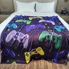 Classic Game Console Printed Blanket Cozy Flannel Blanket for Travel Camping
