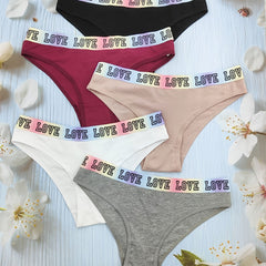 5pcs Letter Print Briefs Comfy & Breathable Intimates Women's Underwear