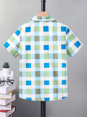 Plaid Graphic Print Boys Top Lapel Shirt Summer Outdoor