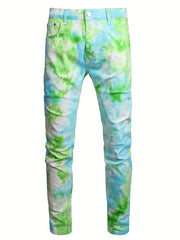 Y2k Tie Dye Slim Fit Jeans Men All Over Print Street Style Denim