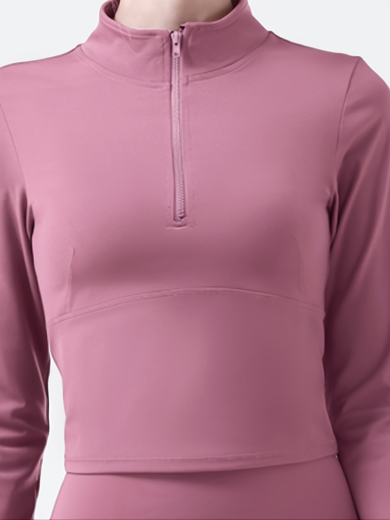 Turtle Collar Long Sleeve Zip-Up Yoga Top