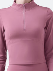 Turtle Collar Long Sleeve Zip-Up Yoga Top