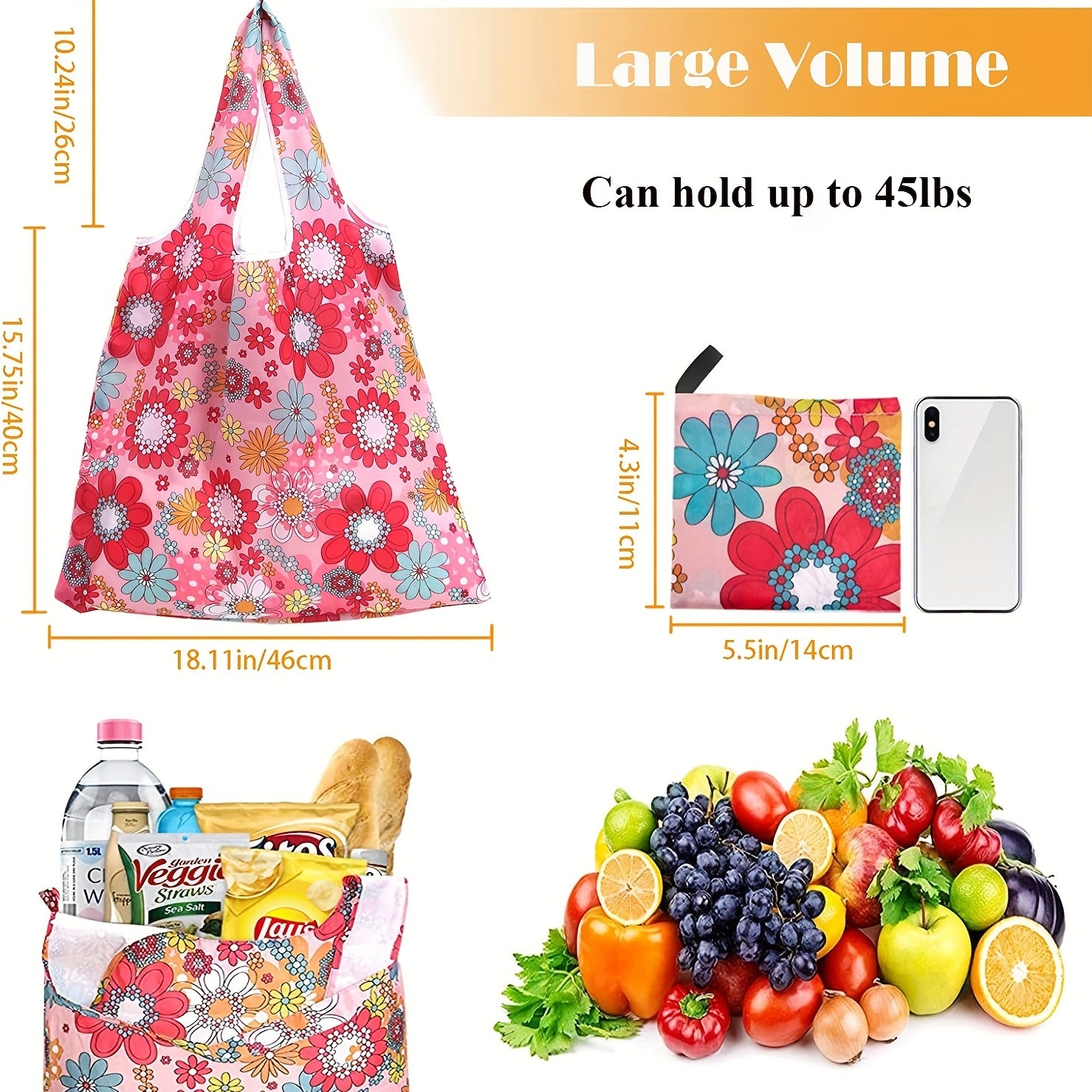 Reusable Grocery Bags Shoulder Bag Lightweight Shopper Foldable Bag