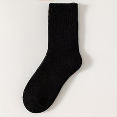 3 Pairs Plush Lined Socks Comfy & Warm Mid Tube Women's Stockings