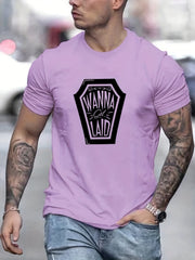 Men's Letter Print T shirt Casual Tee Spring Summer Outdoor